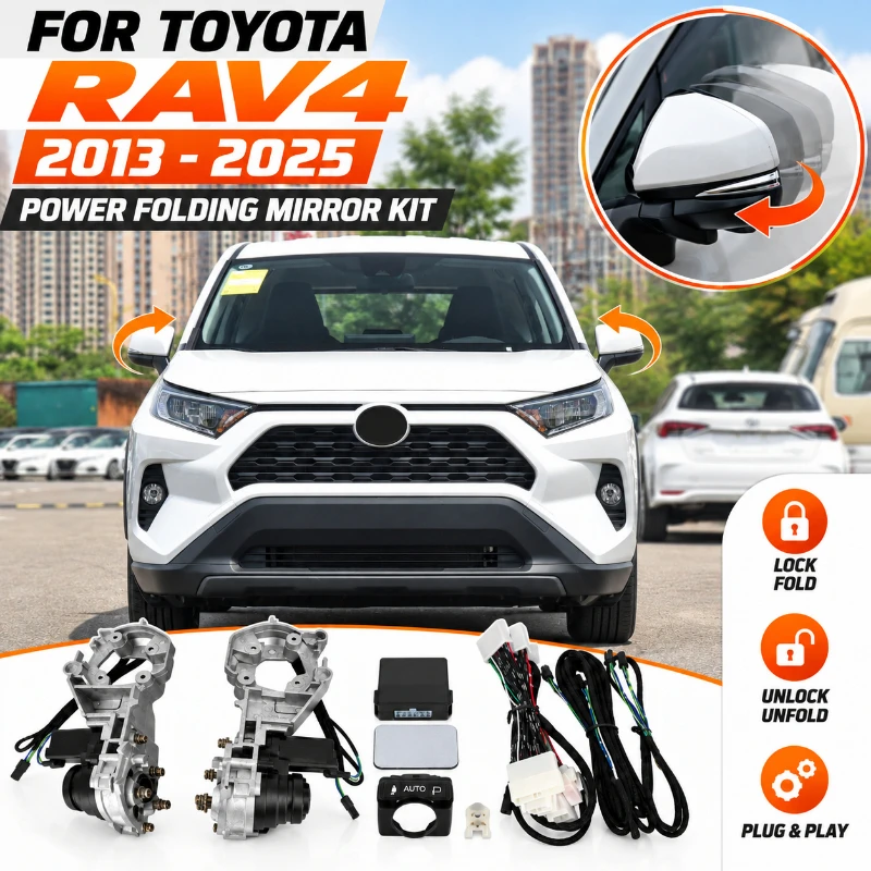 Auto Folding Side Mirror Kit For Toyota RAV4 XA40 XA50 2013-2025 Power Fold Unfold Mirror Motor Bracket Module Switch