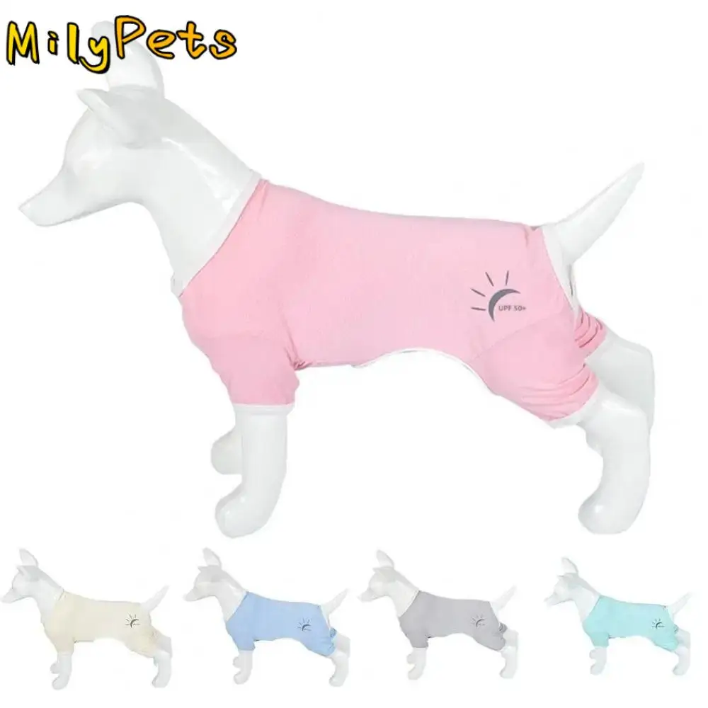 

Стильная эластичная одежда с защитой от ультрафиолета для домашних животных, однотонный дышащий жилет для щенков, легкая светоотражающая полоска, одежда для собак, походы
