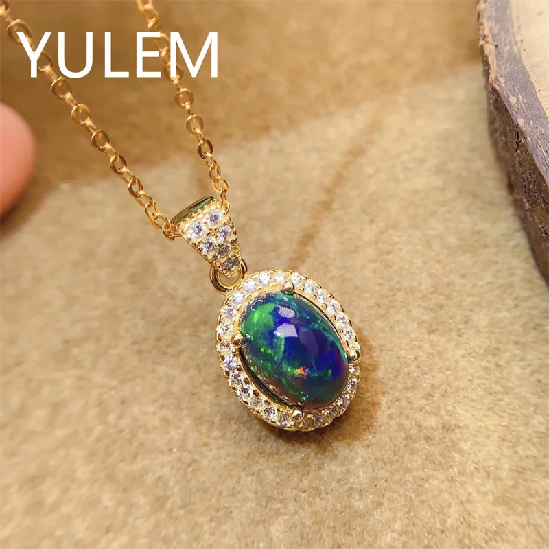 DOD 6x8mm Black Opal Natural Opal Silver 925  Lock Design for Office Women Daily Wear