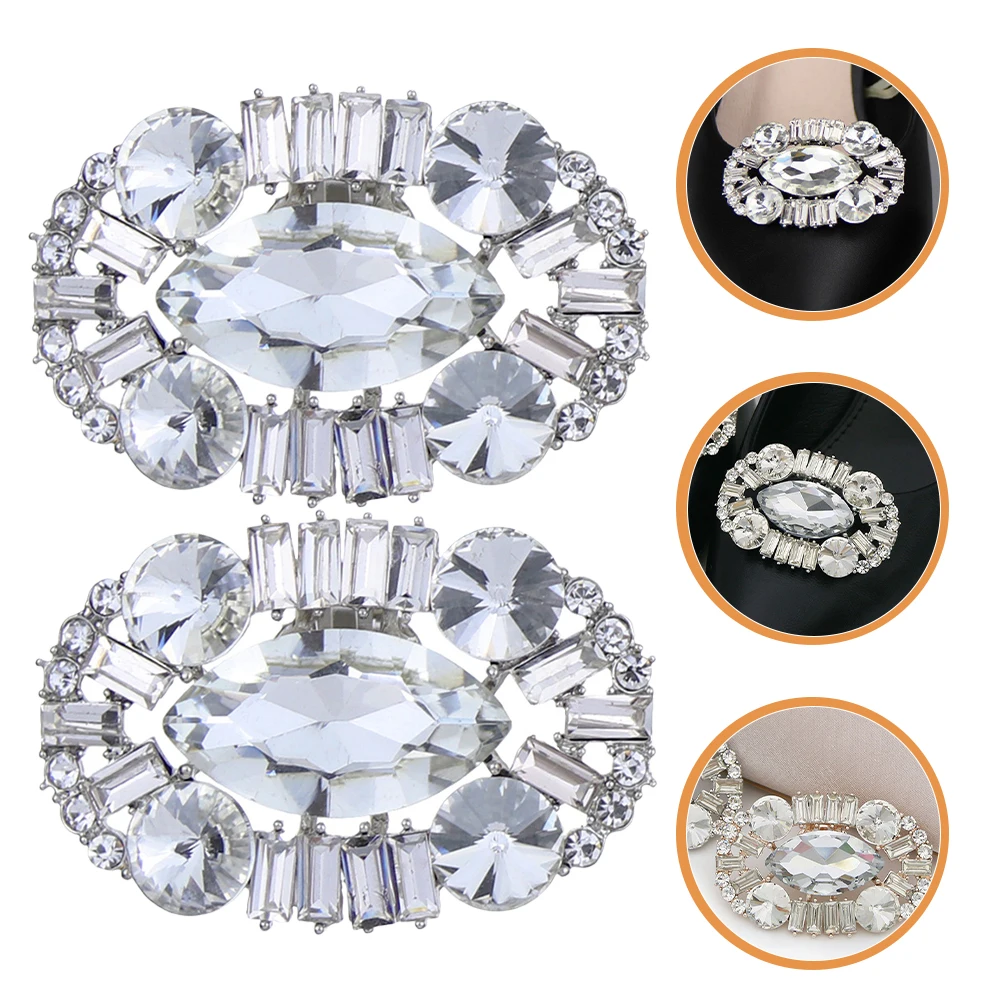 

2pcs Alloy Shoe Clips Women Crystal Decor For Wedding Prom Elegant Rhinestones Accessories Buckles Pumps Heels Sandals