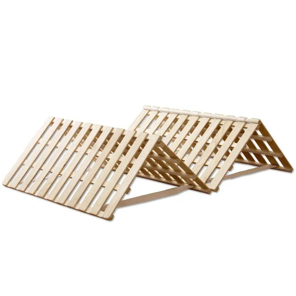 Four-fold floor bunk heightened moisture-proof bed board tatami breathable row skeleton bed paulownia solid wood lunch break bed