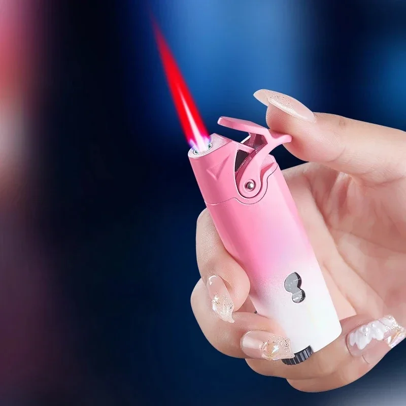 New Mini Arm Inflatable Lighter Gradient Windproof Jet Blue Flame Portable Butane Lighter Smoking Accessories Smoking Gifts