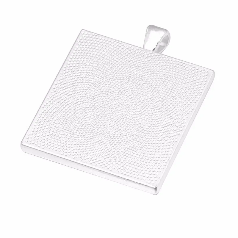10pcs Glass Cabochons 35mm Bases Jewelry Settings Pendant Bezel Trays Blank Square Glass Cabochon Cameo DIY Necklace Findings B