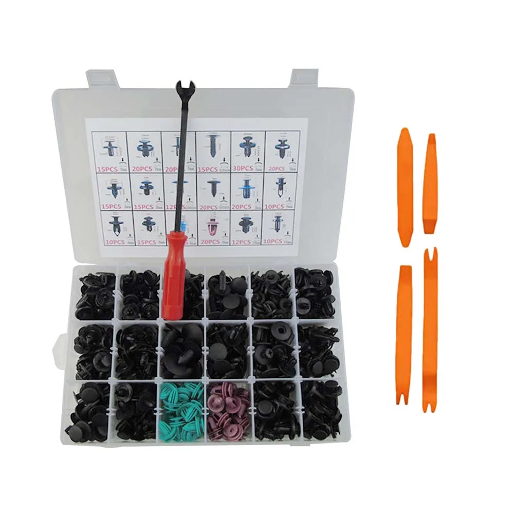 

304 pcs Snap Universal Car Push Automotive Push Pins Pins Auto Fasteners Bumper Door Trim Panel Retainers Black Nylon