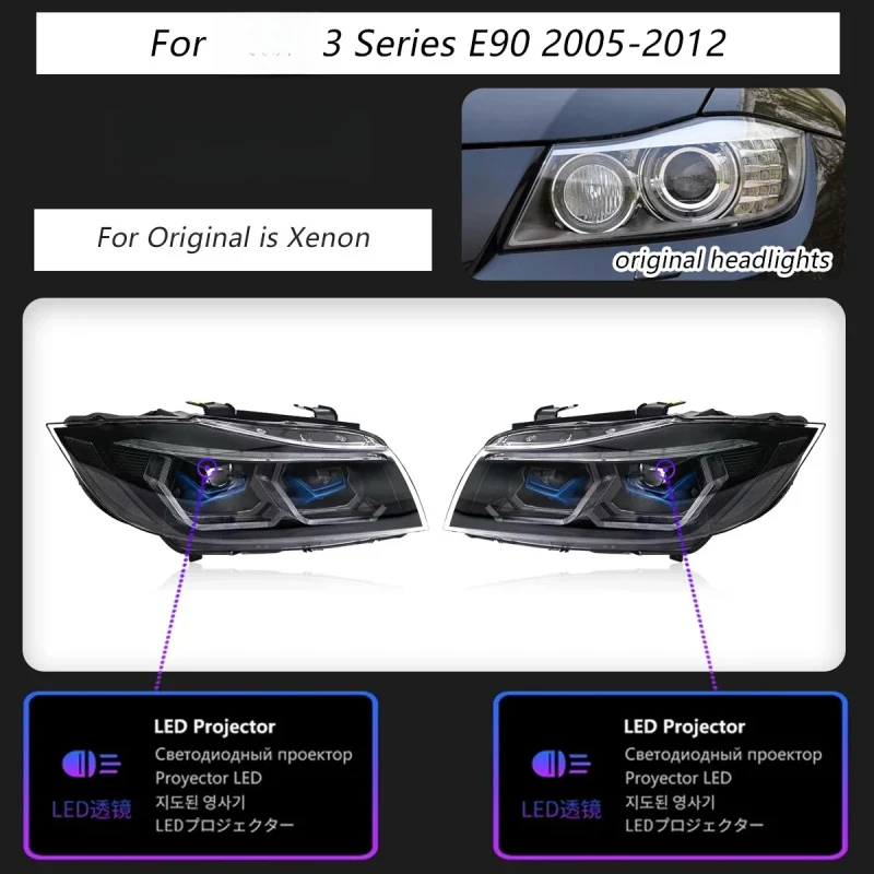 

New LED Head Lamp Upgrade Modified For 3 Series E90 headlights 2005-2012 Dynamic Signal Head Lamp Auto Accessories