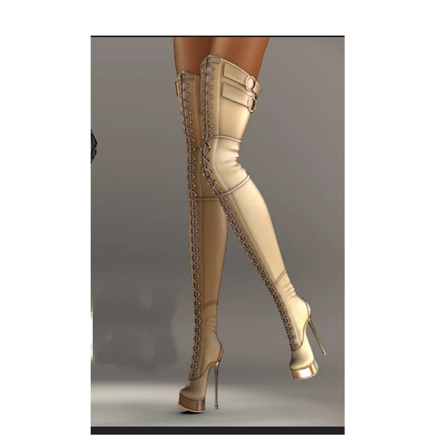 Red Over Knee HIgh Platform Boots Thin High Heel Round Toe Fashion Sexy Cool 2025 Winter Big Size Woman Shoes Zapatillas Mujer