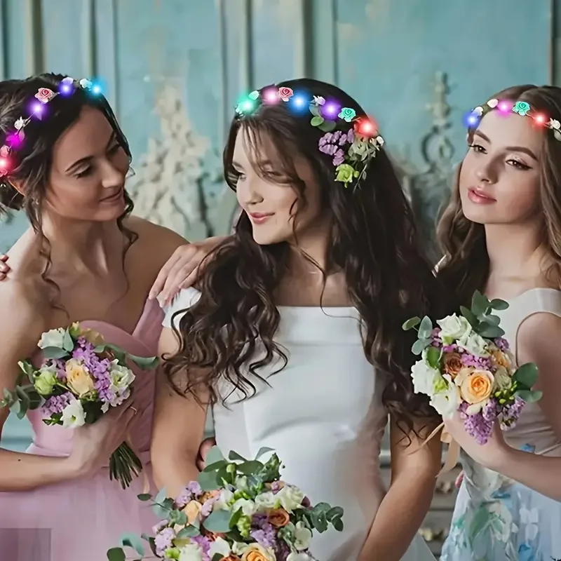 20 قطعة من باقة عصابة الرأس المضفرة على الطراز البوهيمي - الكرمة الخضراء مع زهور ورقية، مناسبة لحفلات الزفاف، وديكورات عيد الميلاد، والاحتفالات أعياد الميلاد، ورحلات التخييم، والحفلات المتوهجة في الظلام #5