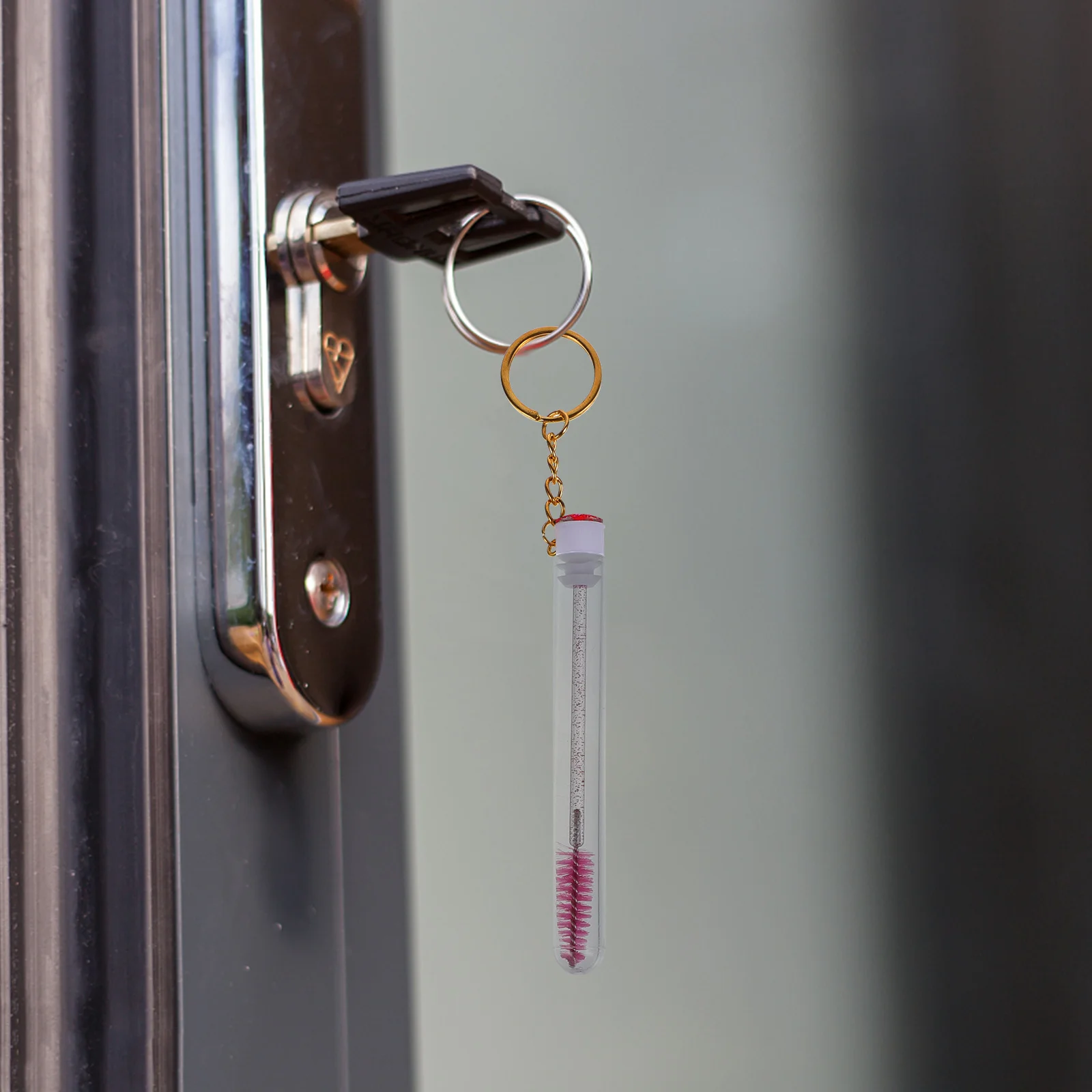 10Pcs Eyelash Brush with Keyring and Tube Lash Tool for Women Makeup Accessory Rhinestone Detail Fashionable Compact Design