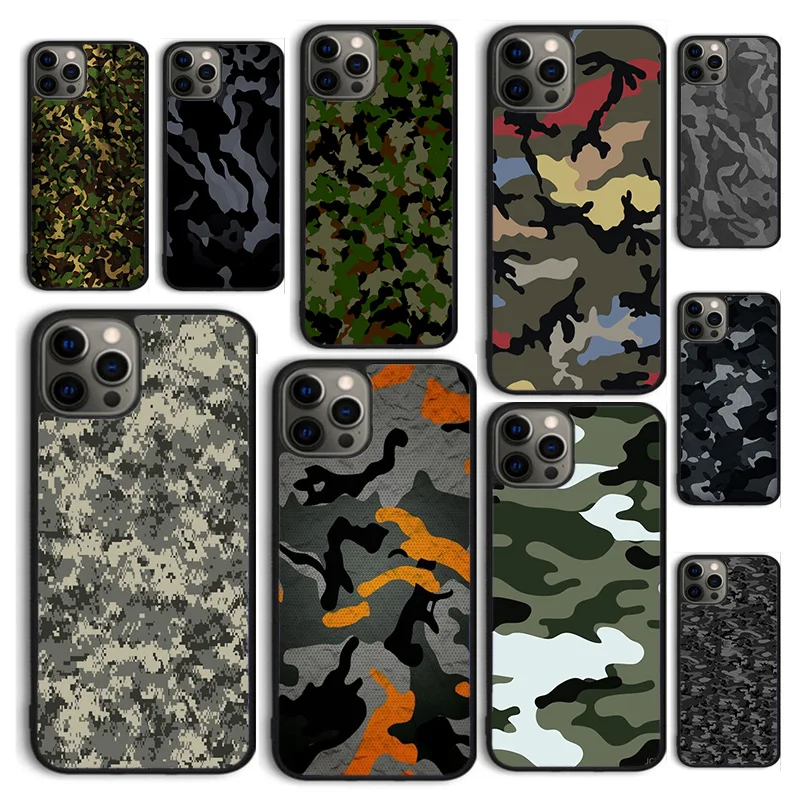 Autumu Camouflage Pattern army Phone Case Cover for iPhone 16 15 12 mini 11 13 14 Pro Max SE 2020 Apple 6S 7 8 Plus Coque