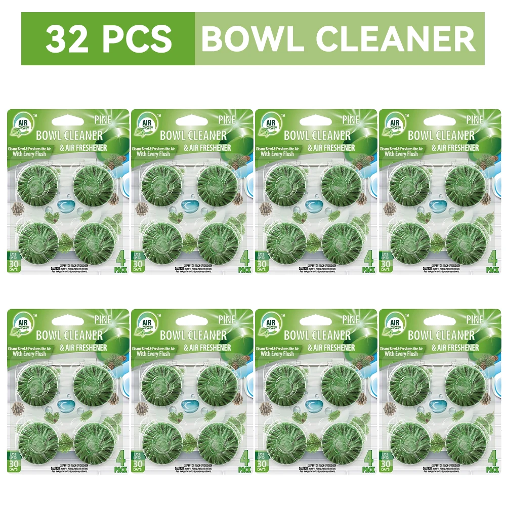 Air Fusion Automatic Toilet Bowl Cleaner Tablets 32 Pcs 8 Pack PINE Scent Slow-Releasing Toilet Tank Cleaners for Deodorizing