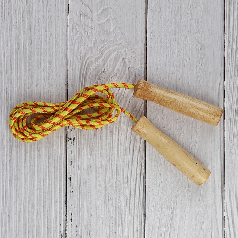 Corde à sauter avec manche en bois, équipement de fitness, exercice physique, groupe scolaire, multi hypothèque, document aléatoire, 1 pièce