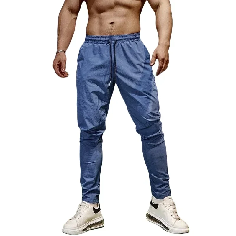 

Men Ice Silk Casual Gym Trousers Quick Dry Sport Running Pants Elastic Fitness Joggers Training Jogging Sweatpants Man Clothing
