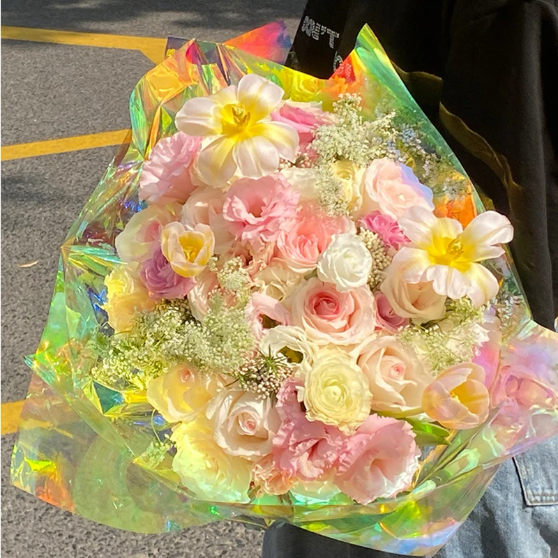 Rainbow film laser gradient color film transparent cellophane wrapping paper flower shop bouquets gift