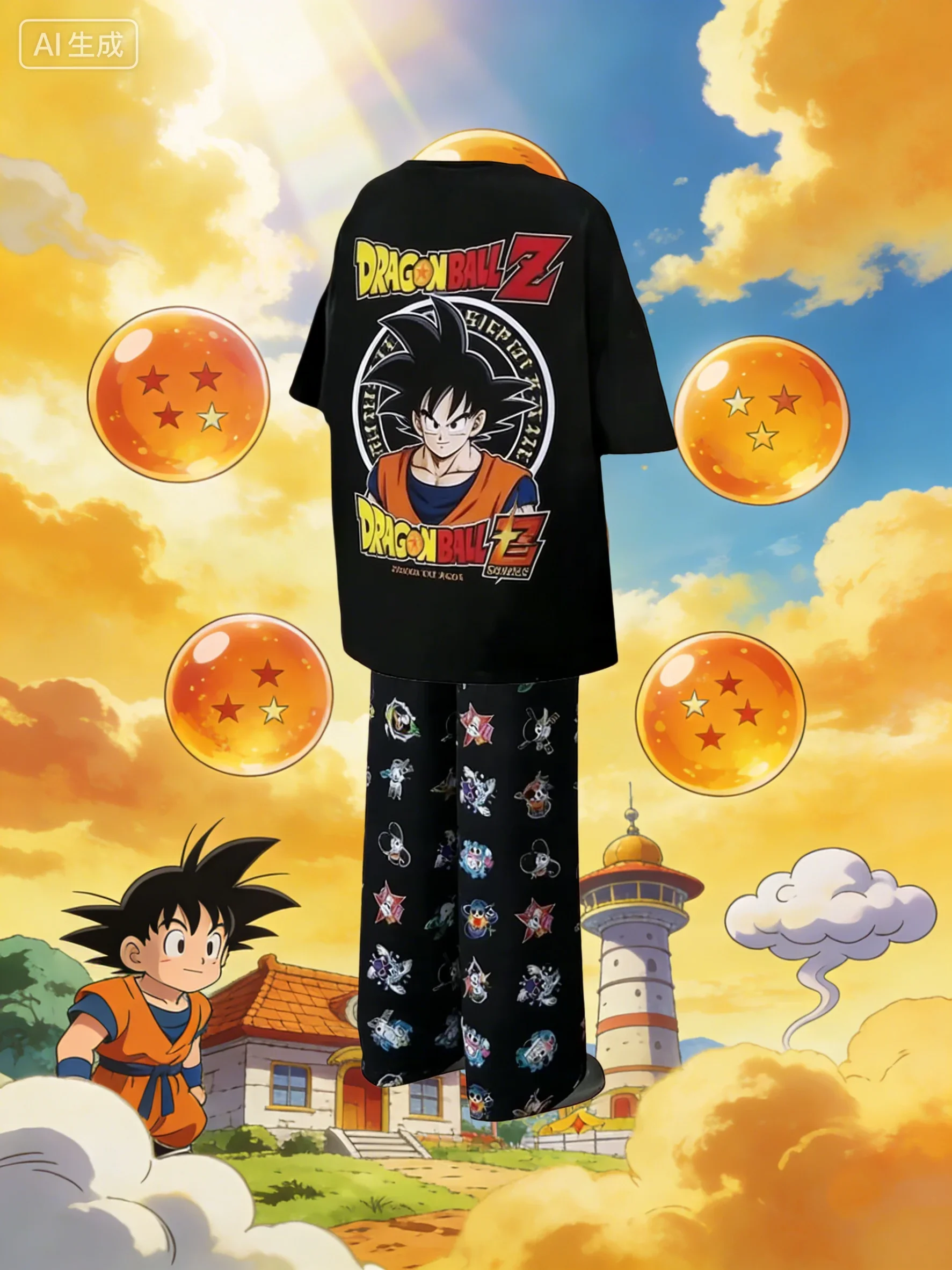 Conjunto de Pijama con Gráficos de Dragon Ball Z Goku para Hombre y Mujer, Ropa de Dormir de Anime Suave y Transpirable, Camiseta y Pantalones, Ropa de Calle, Verano 2026