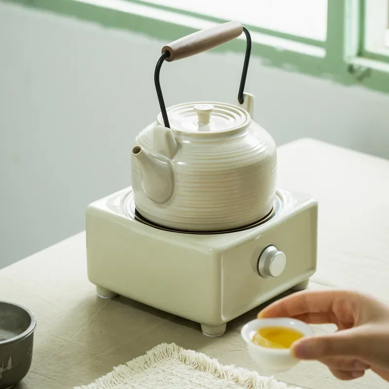 Large Capacity Ceramic Teapot with Wood Ash Glaze Traditional Kung Fu Tea Set Household Brewing Pot for Office Home Decor