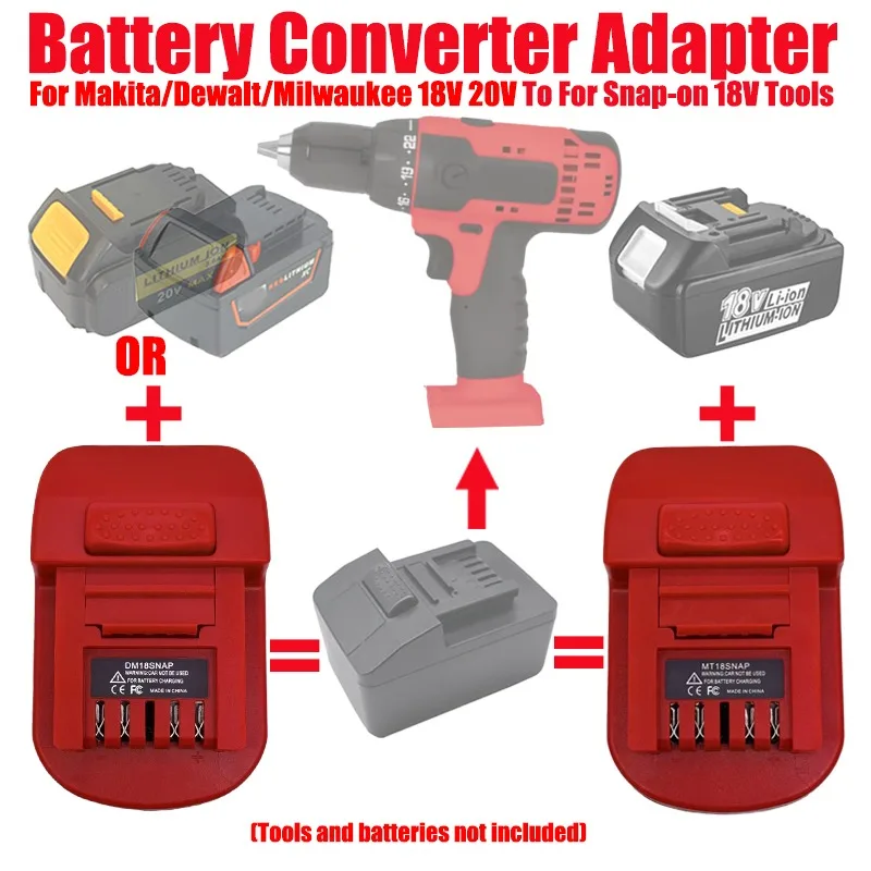 

ALASICKA MT18SNAP DM18SNAP Battery Adapter for Makita/Dewalt/Milwaukee 18V 20V Battery Convert To for Snap-on 18V Cordless Tools