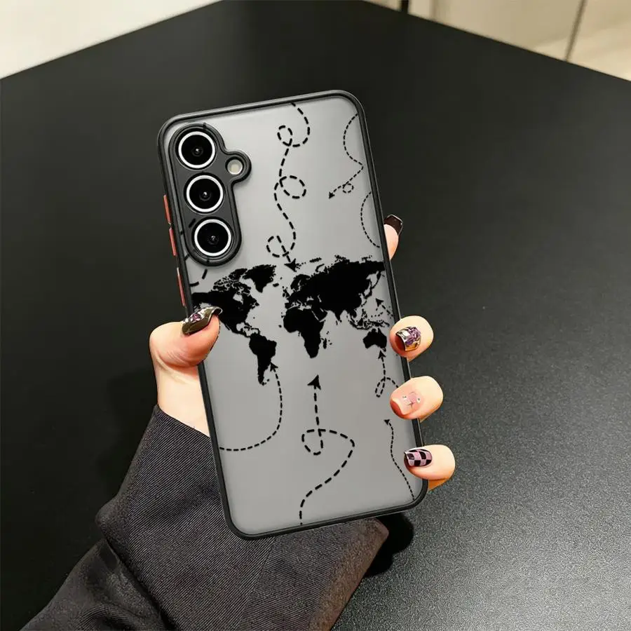 Global Flight Paths Case for Samsung Galaxy A17 A52 A16 A15 A34 A36 A53 A54 A35 A56 A55 A52S A72 A14 A23 A73 A33 Phone Cover