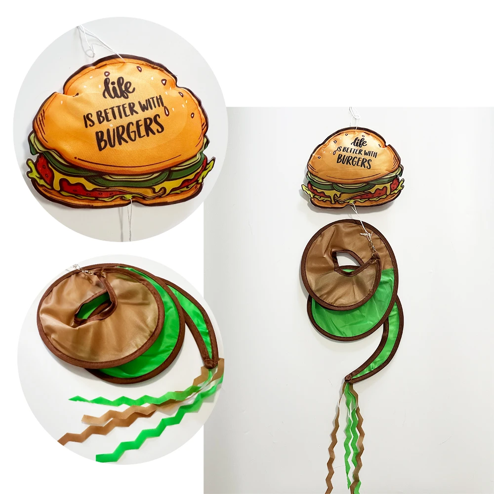 1 pcs, Happy Birthday Party Outdoor Hamburger Donut Rainbow Windsock, Fun Party Celebration Garden Wind spinner Decoration view 6