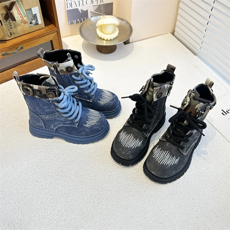 

Ботильоны на платформе для девочек, осенние новые детские модные школьные кожаные ботинки, нескользящие дышащие детские повседневные ботинки с боковой молнией