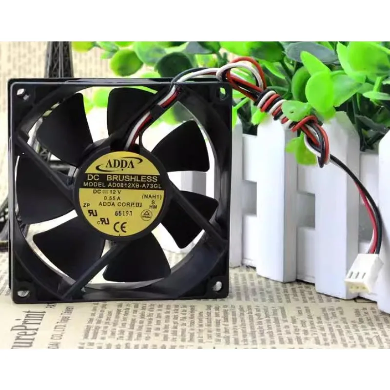 New Cooler Fan for ADDA AD0812XB-A73GL 8025 12V 0.55A 3-wire High Air Volume Chassis Fan 80*80*25mm