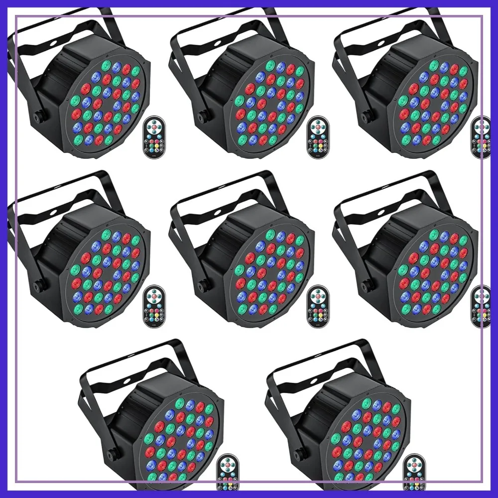 

RGB LED Par Lights with Sound Activation & Remote, 36 LEDs for Stage, DJ, Wedding, Party, Club, Christmas (8-Pack)