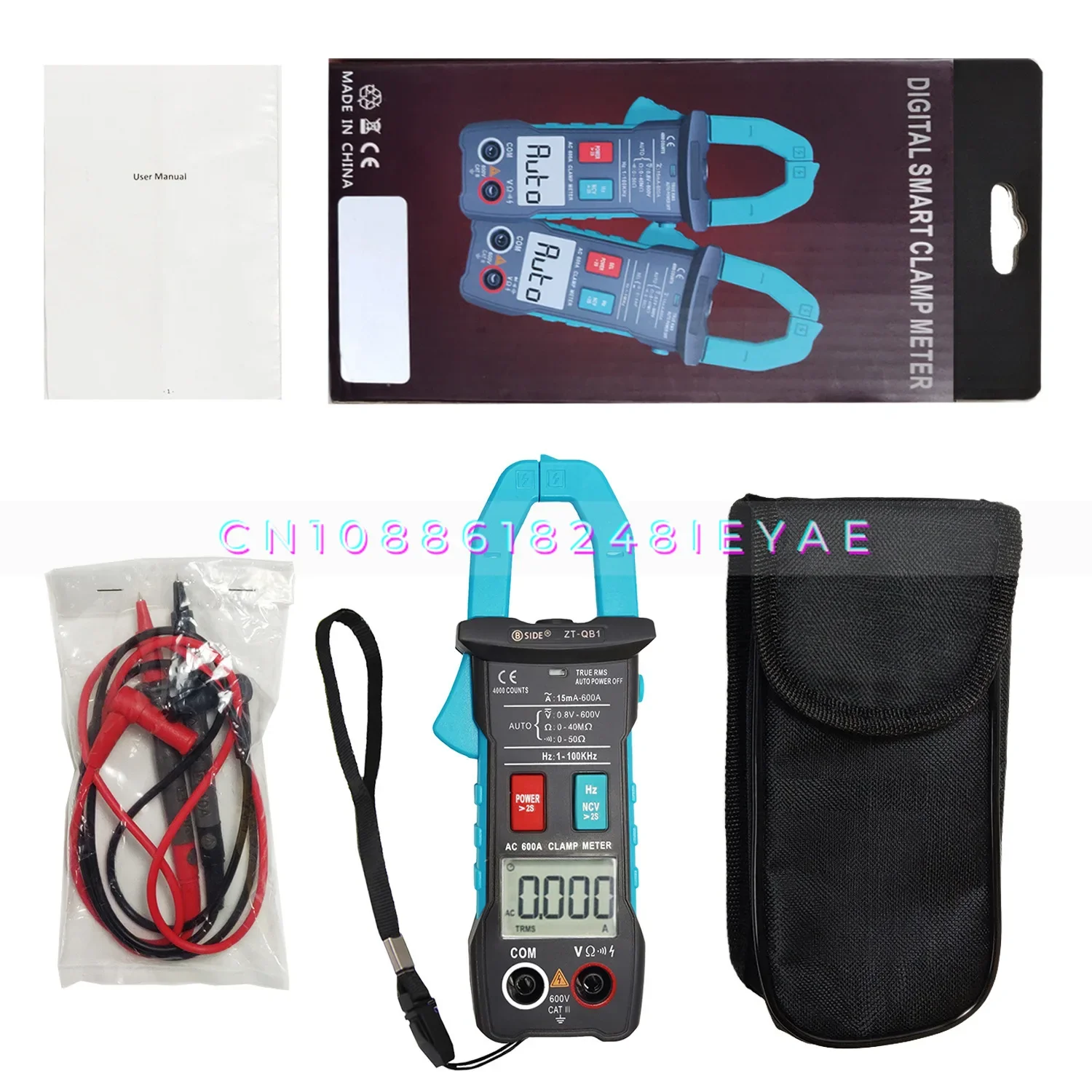 حقيقي ZT-QB1 الرقمية الذكية المضادة للحرق المشبك مقياس التيار الكهربائي المتعدد المقاومة تردد NCV اختبار