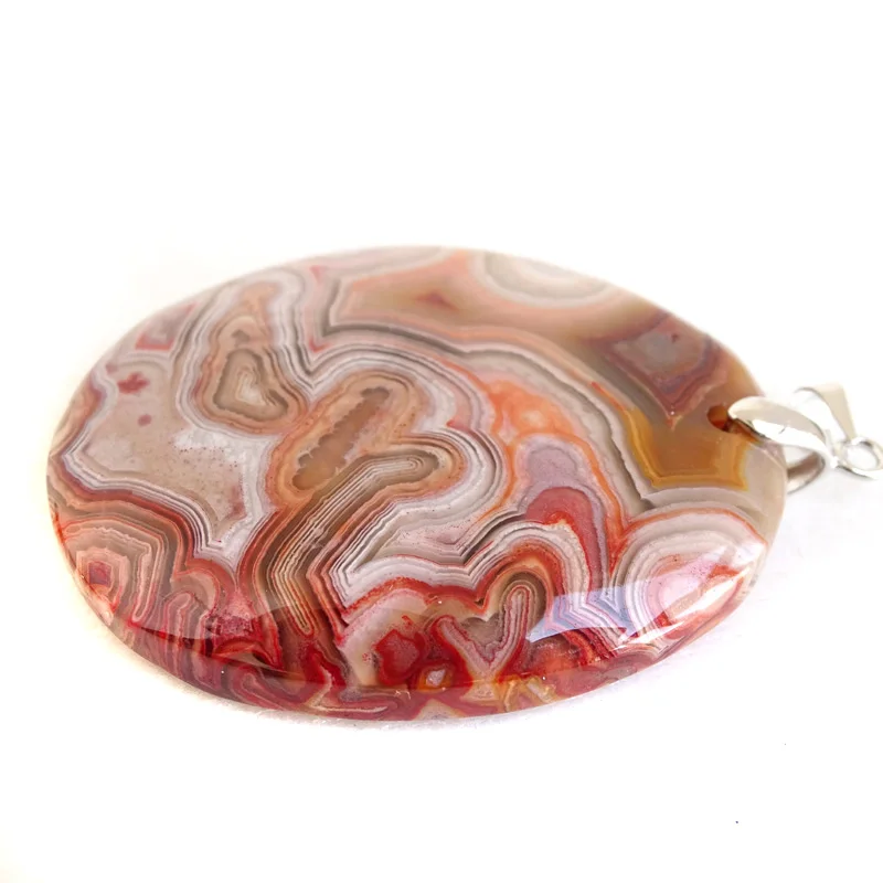 Women Men Fashion Jewelry Pendant Necklaces With Chain Wholesale Natural Crazy Lace Rosetta Agate Stone for Jewelry Making BK650