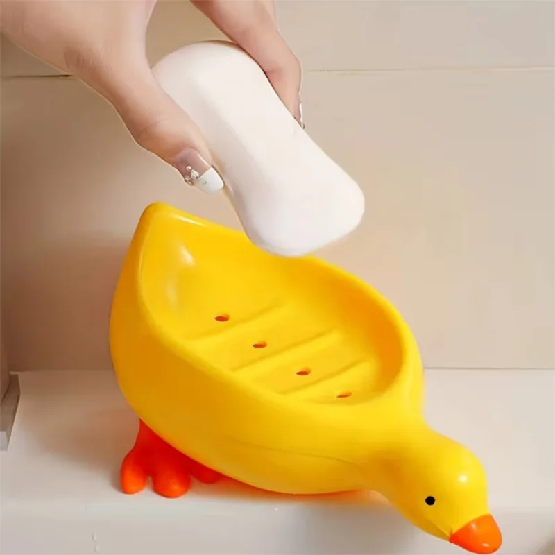 Cute of duck-shaped soap box, a waterproof multi-functional storage tray for the bathroom,a holiday gift, bathroom accessory