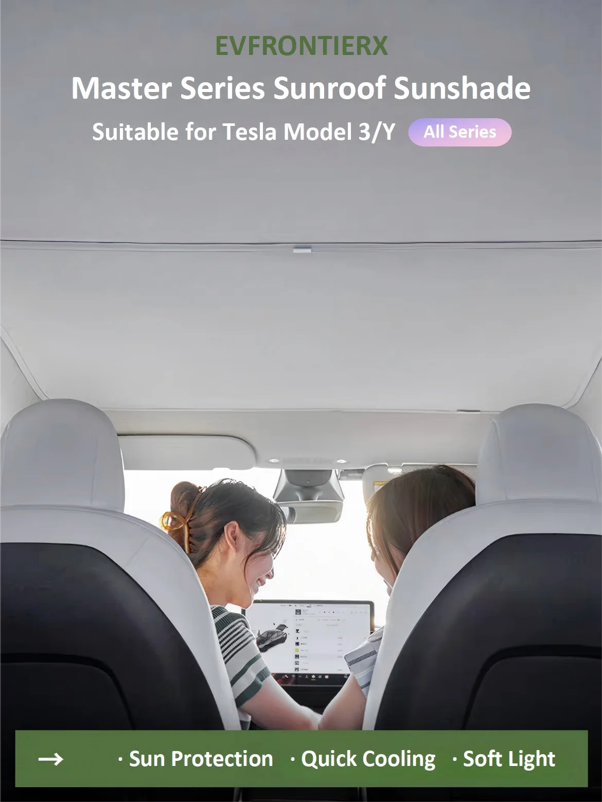 

Sunroof Sunshade for Tesla Model 3/Y Model 3 Highland 2024+ Ice Cloth Buckle Glass Roof Sunshade Car Front Rear Sunroof Skylight