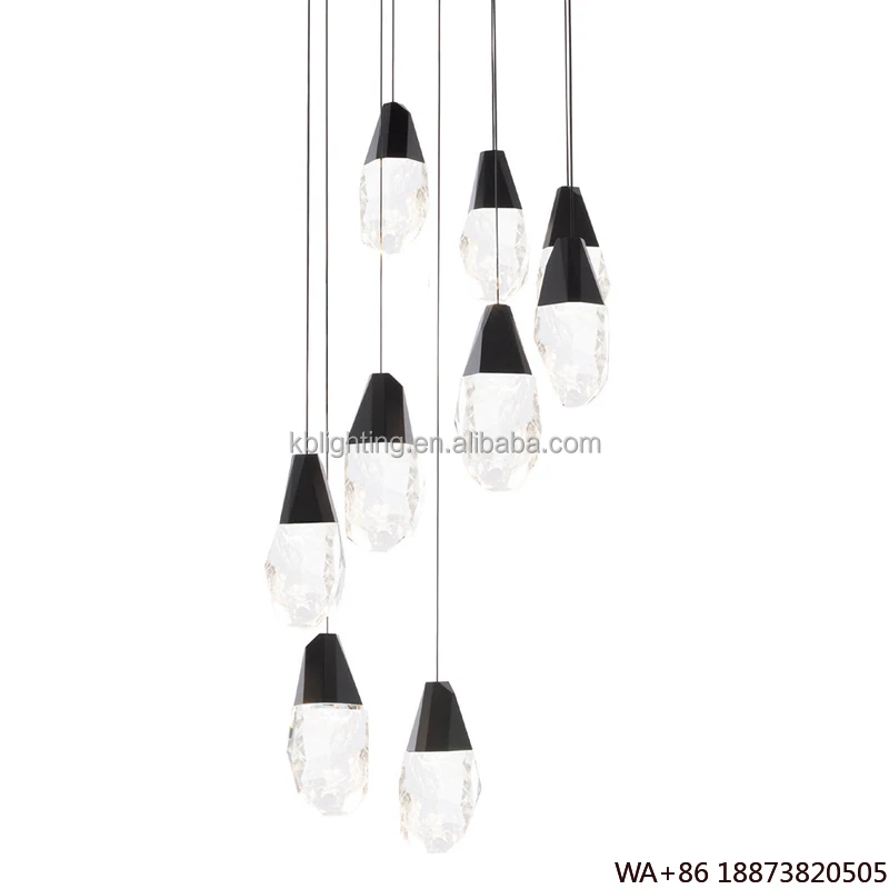 빌라 홀 인테리어 호텔 계단 크리스탈 샹들리에 모던 LED 천장 펜던트 조명 식당 거실용