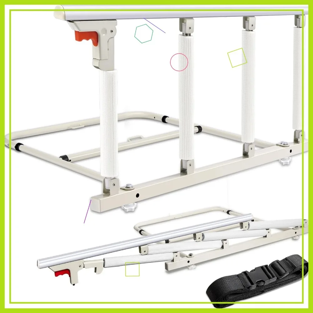 Rail de sécurité de lit pliant pour adultes âgés, poignée d'assistance aux chutes 37x20 pouces avec conception pliable