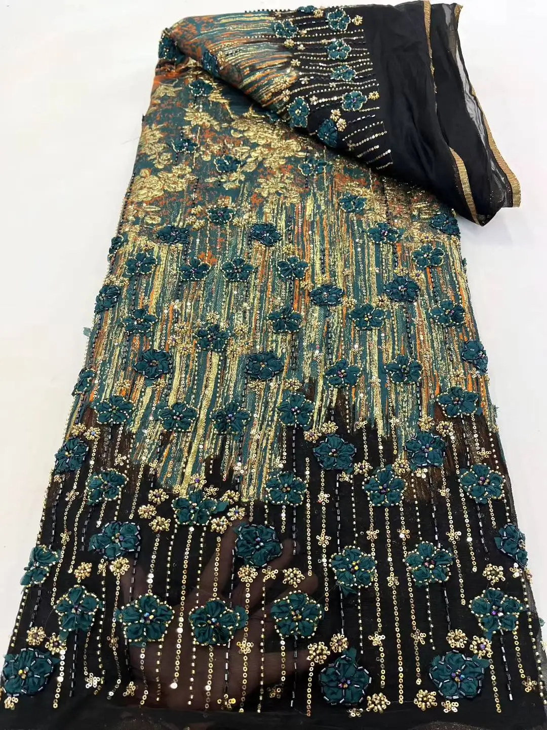 African Beaded 2025 High Quality Nigerian Sequins With Pearl Lace French Tulle Lace Fabric For Party Dress Sewing