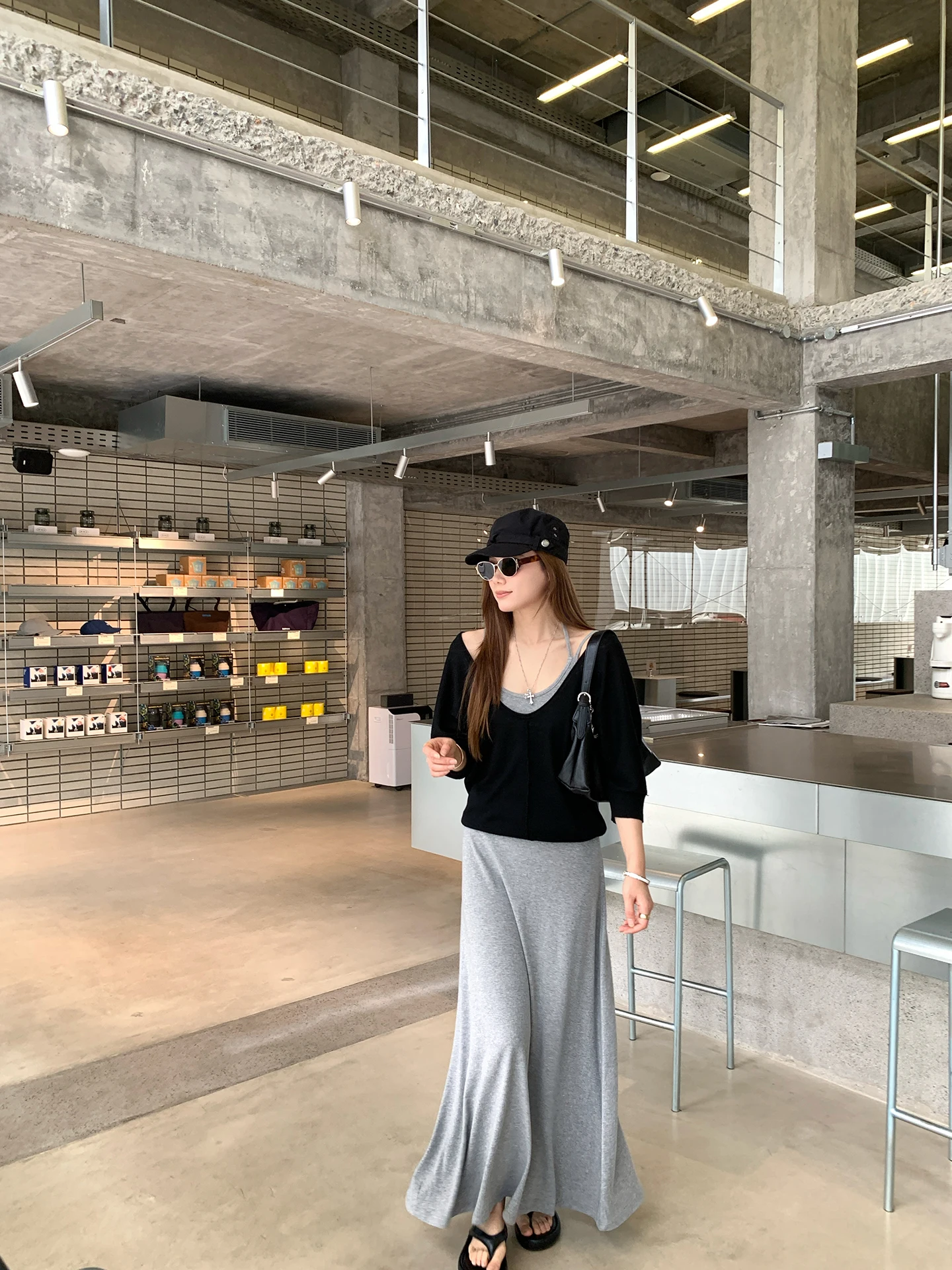 

New 330 Benxe Summer Slimming Korean Style Sun Protection Cover up Dress Neck Hanging Strap Dress Women's Fashion Set