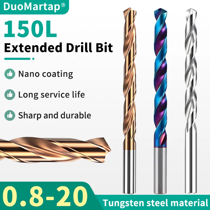 duomaetap-1pcs-hrc70-solid-carbide-extra-long-twist-drill-bit-31mm-20mm-for-cast-iron-metal-aluminum-cnc-machinery-tool-x150l
