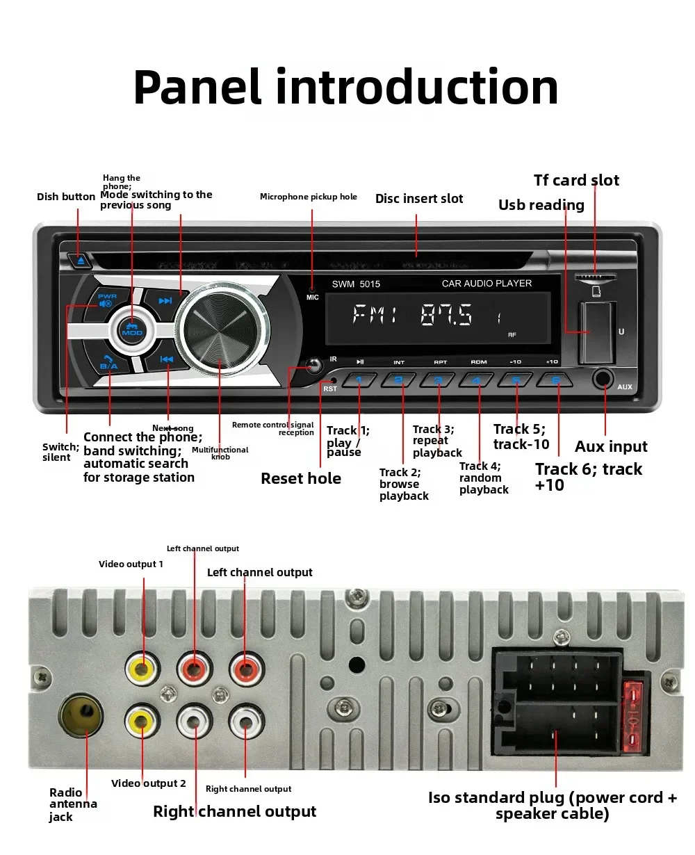 Car MP3 Player Smart Bluetooth Multimedia Player CD/VCD/DVD Card Radio
