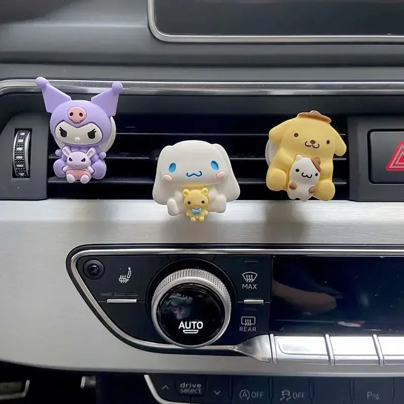 Kawaii Sanrio Car Air Outlet Fragrance Decoration Kuromi Cinnamoroll Melody Cute Car Aromatherapy Ornament Vehicle Accessories