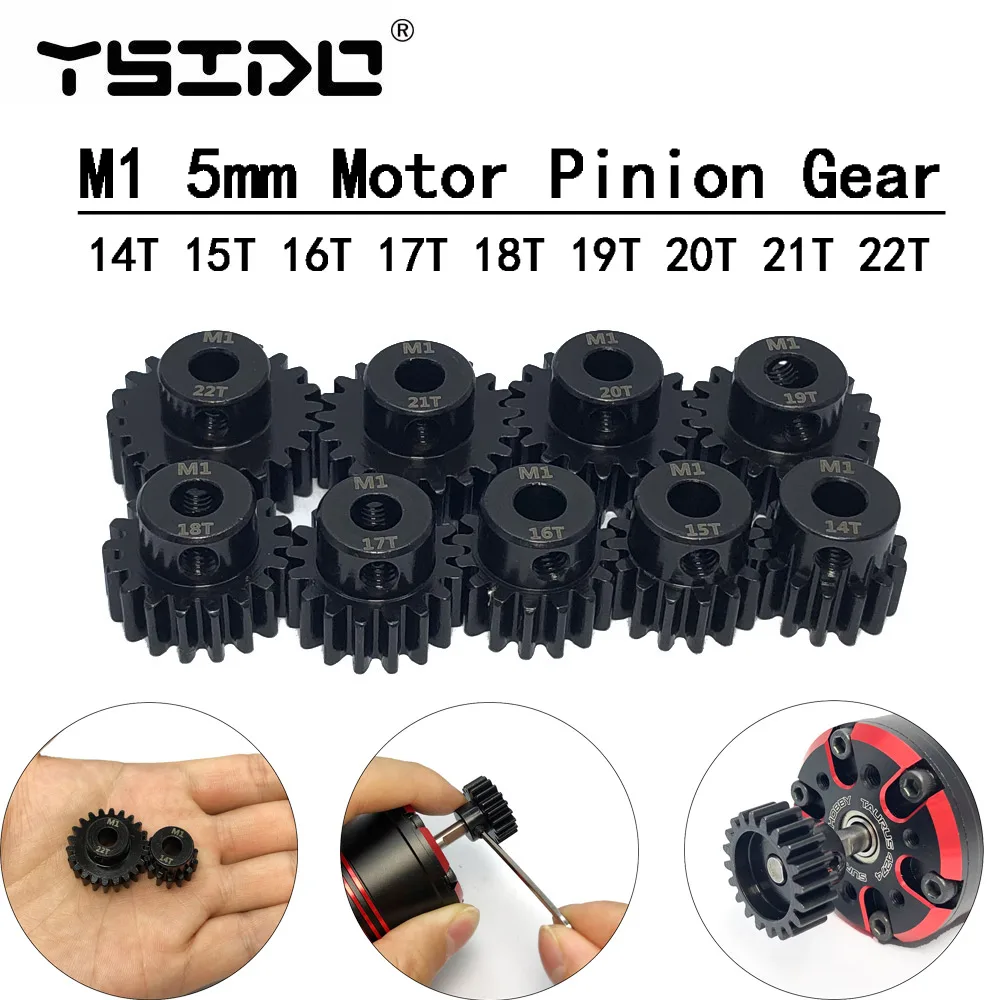 YSIDO M1 5mm 14T 15T 16T 17T 18T 19T 20T 21T 22T Steel Metal Pinion Motor Gear for 1/8 1/5 1/7 Traxxas XMAXX ARRMA RC Car