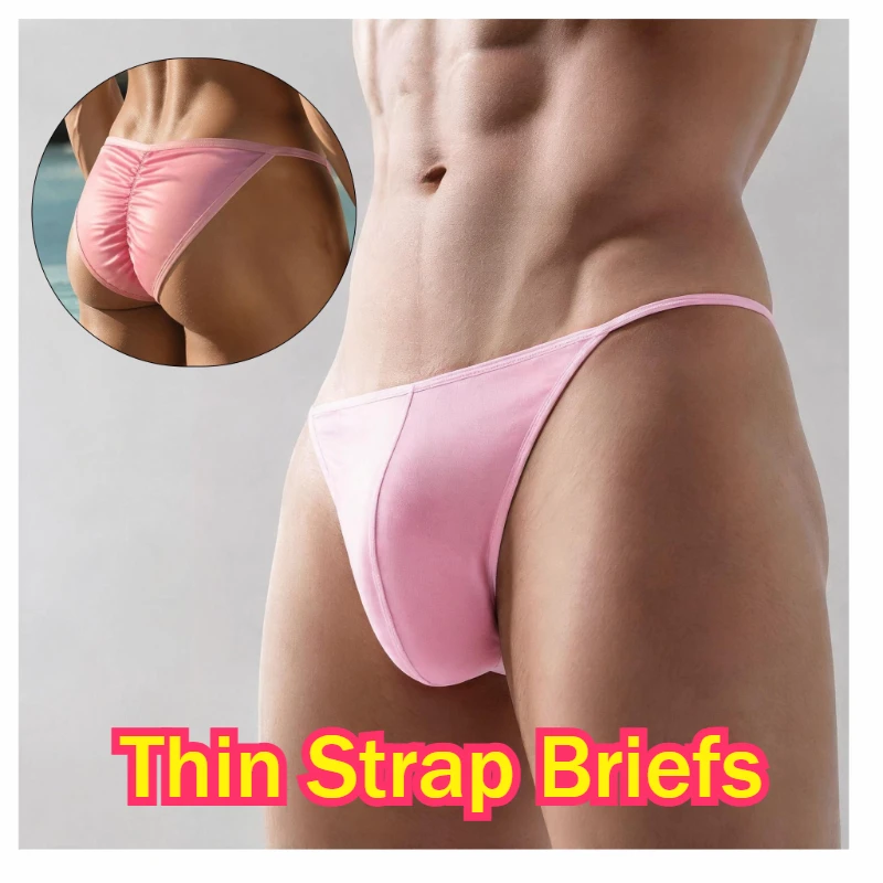 Men's Back Folds Design Butt Lifting Sexy Briefs Low Rise Summer Breathable Boxers Solid Color Male Sporty Seamless Underwear