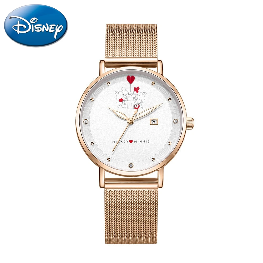 Disney Gift With Box Calendar Belt Fashion Trend Quartz Minnie Love Student Women\'s Watch Clock Relogio Masculino