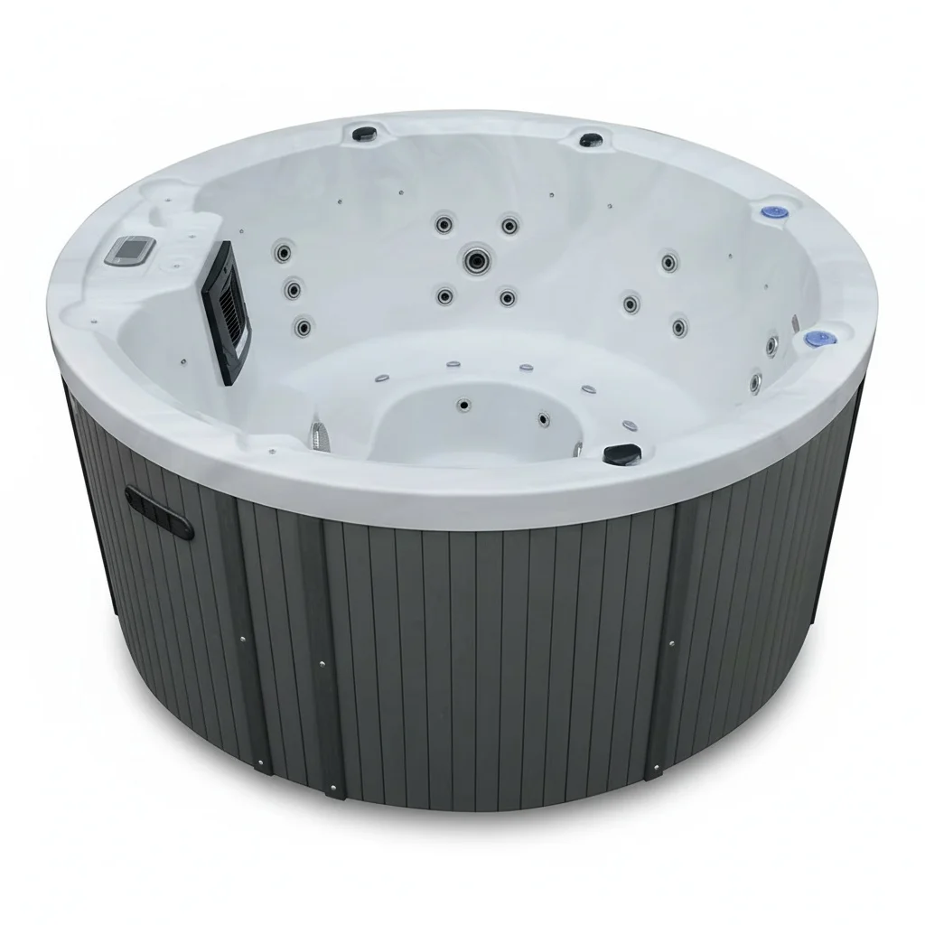 Outdoor Spa, Acrylic 1950 x 810 mm Round Hot Tub, Balboa Controller Spa, Freestanding Massage Bathtub for 7 Person, Whirlpool