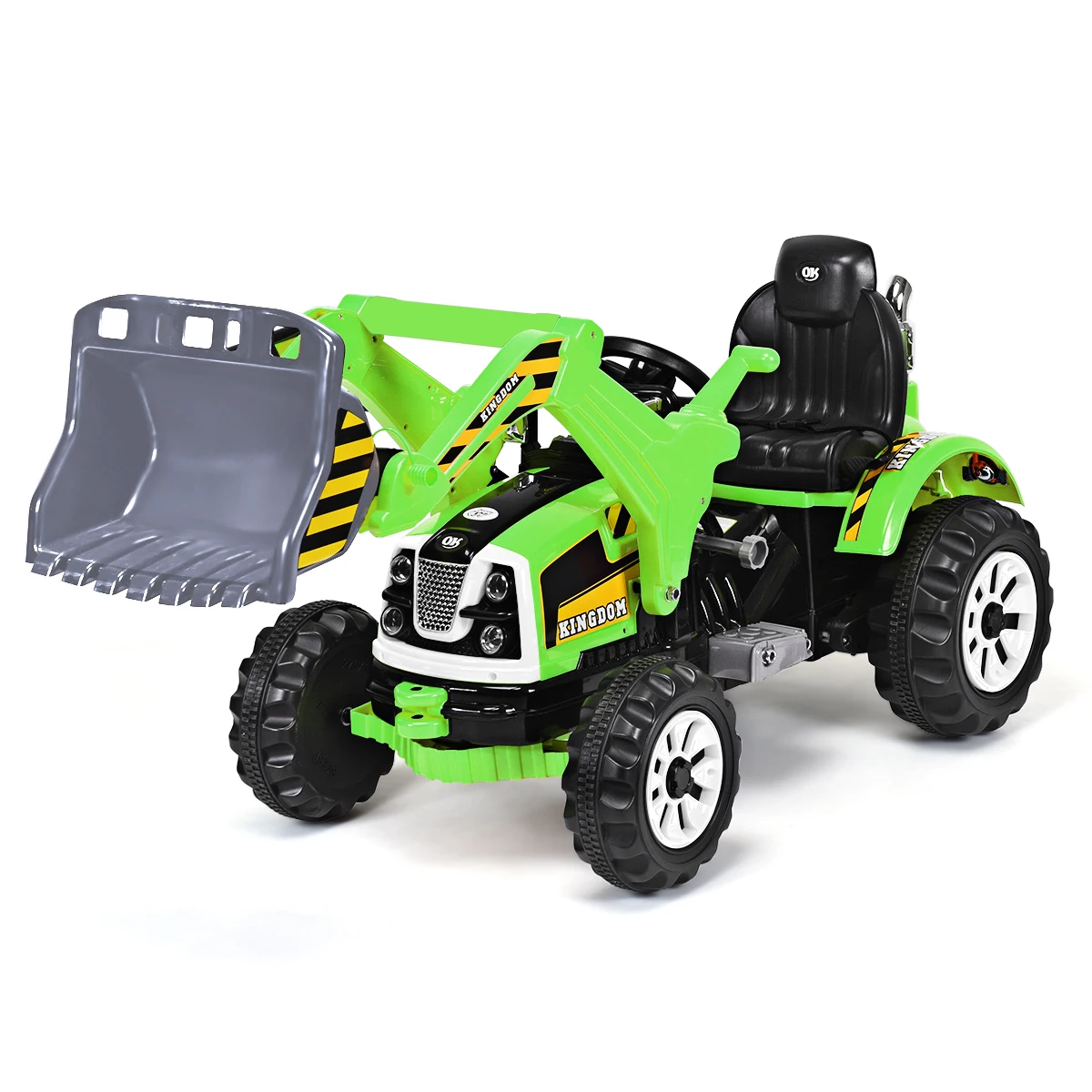 Kids Ride On Excavator Truck 12V Battery Powered With Front Loader Digger Green