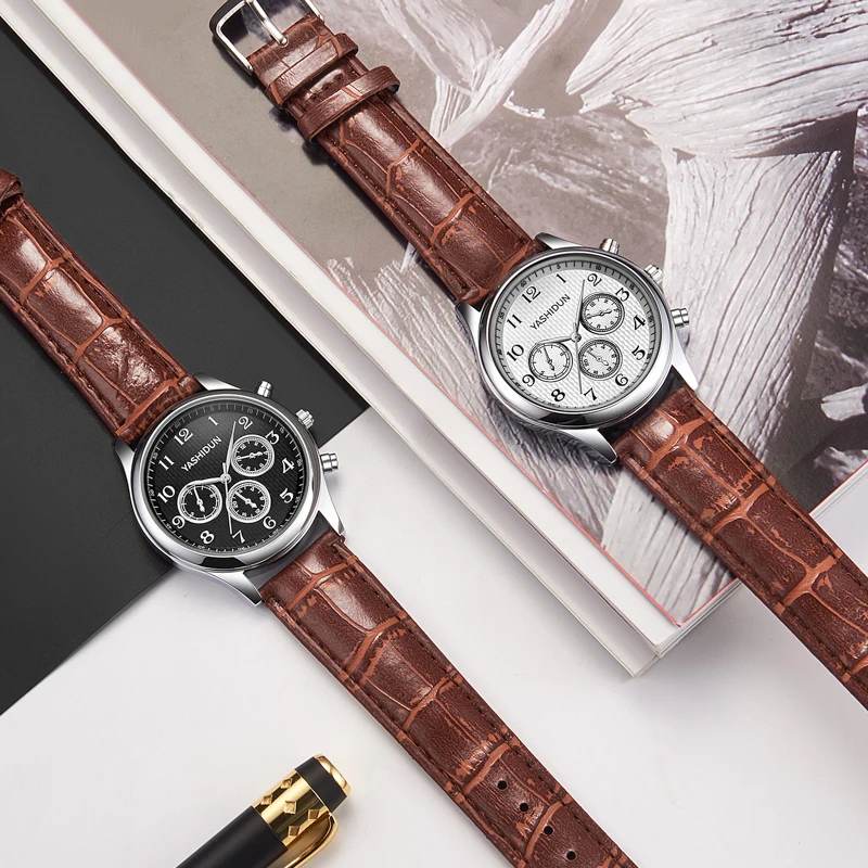 ساعة يد رجال الأعمال من YASHIDUN من أفضل العلامات التجارية ساعة يد رجالية مقاومة للماء للتاريخ الأصلي كوارتز ساعة رجالية من الفولاذ المقاوم للصدأ
