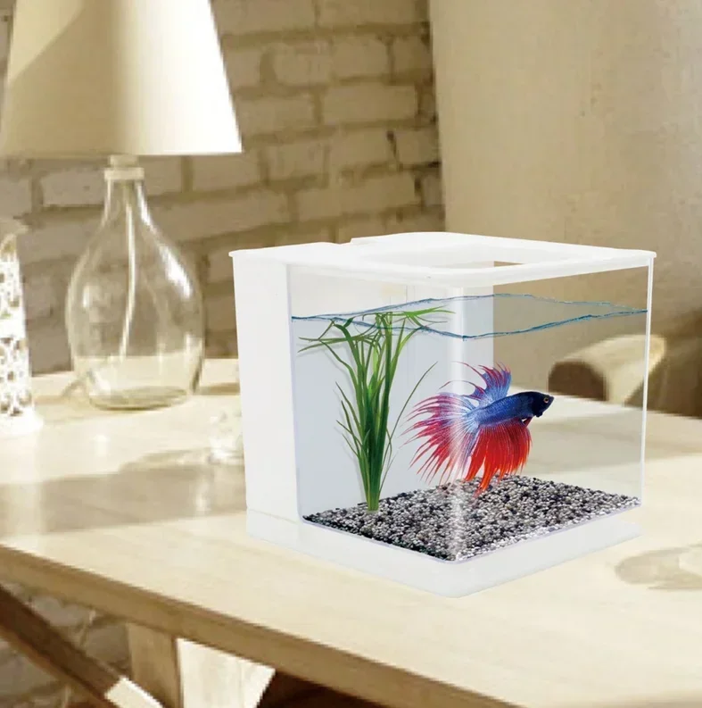 Betta Fish Tank Aquarium Fish Tank Easy to Change the Water Acrylic Plastic Self-Cleaning Small Fish Tank（8）