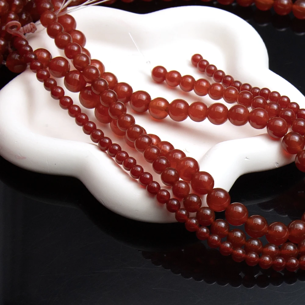 الطبيعية العقيق الأحمر الخرز ستراند 4/6/8/10/12 مللي متر السلس شكل دائري DIY بها بنفسك صنع قلادة أساور أقراط اكسسوارات جودة عالية #1