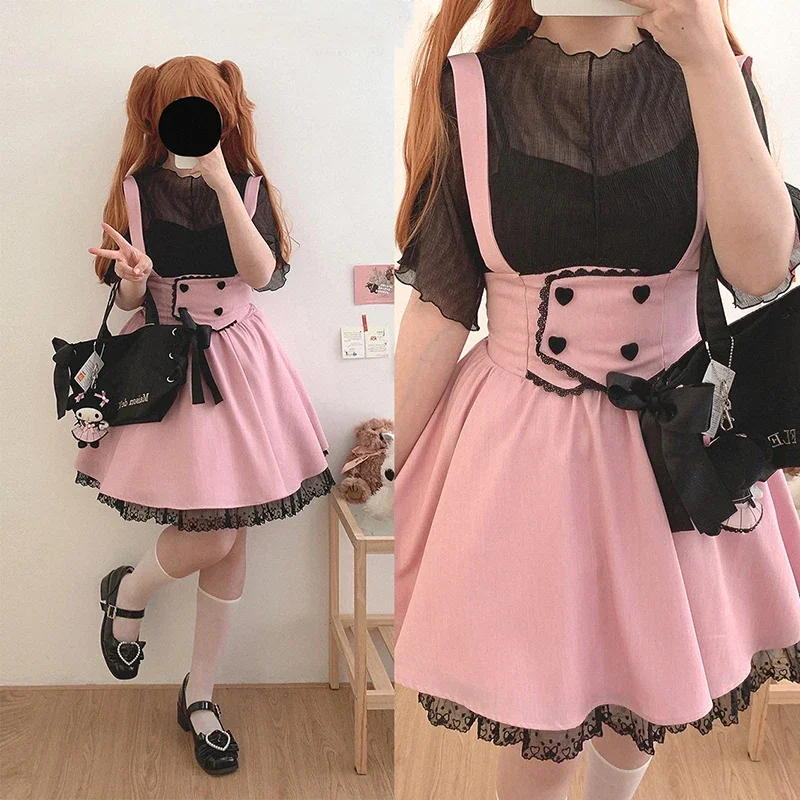 Cute Skirts for Sweet Girls Love Button Lace Trim Harajuku Mini Skirt Kawaii Clothing