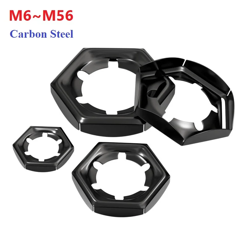 

M6-M56 Крепежная гайка Самоблокирующаяся винтовая крышка с защитой от ослабления Черные гайки из углеродистой стали