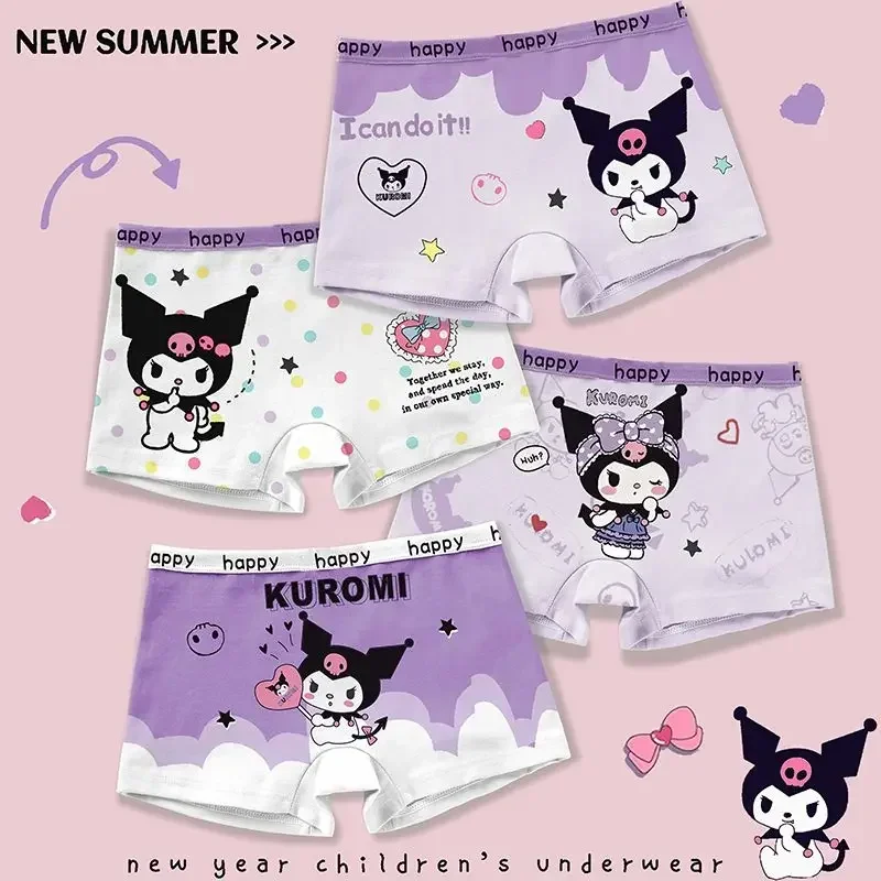 

Anime Children Flat Angle Underwear Cartoon Kuromi Cinnamoroll My Melody Cute Girls Summer Cotton Comfortable Panties （4pcs）
