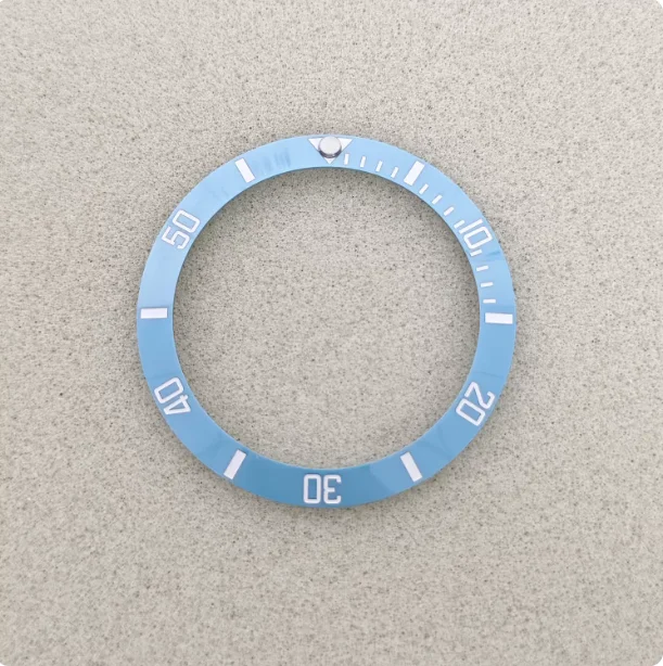 Watch accessories – 38mm bezel (inner diameter 30.5mm), Submariner-style bezel ring, ice lake blue ceramic bezel insert, outer b