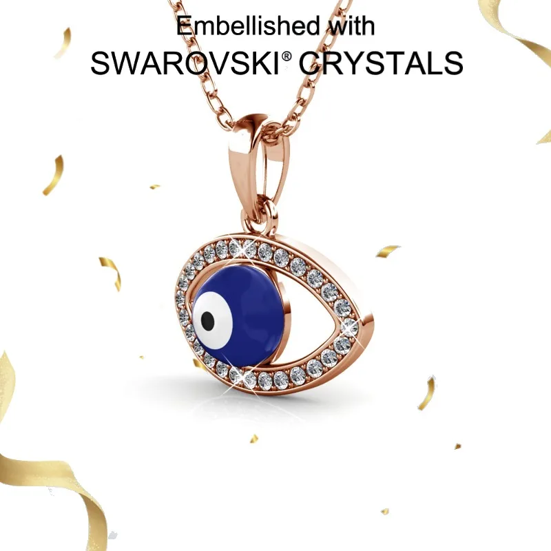 

Daisini из стерлингового серебра 925 пробы, винтажное эмалированное ожерелье с подвеской от сглаза с кристаллами Сваровски, модное колье, ювелирные изделия для женщин