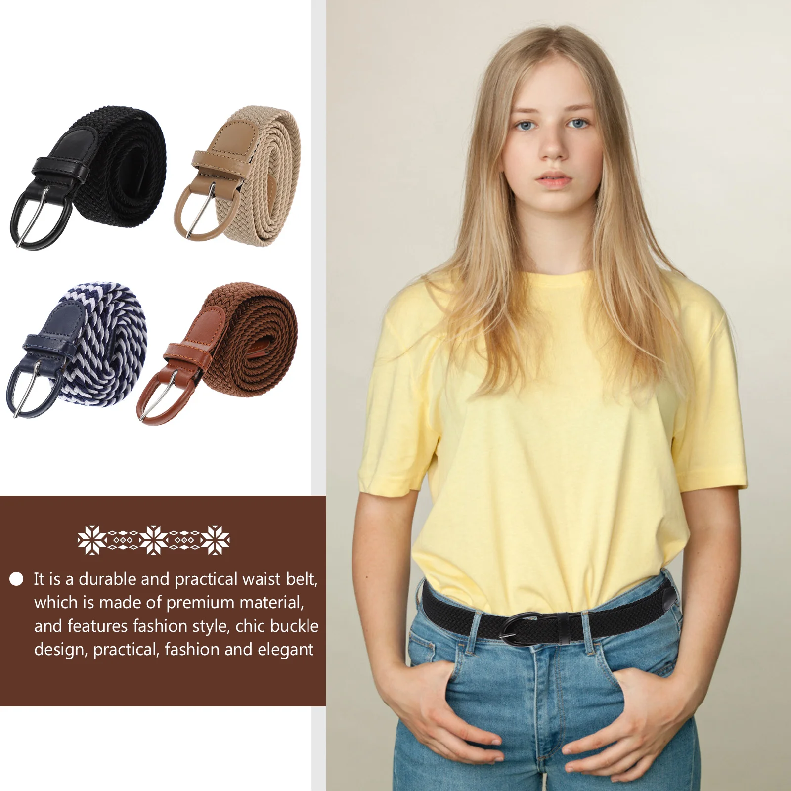 

1Pcs Stylish Belt Premium Material Durable Non-Fading Light Easy Carry Unisex Waist Belt Chic Exquisite Design Eye-Catching